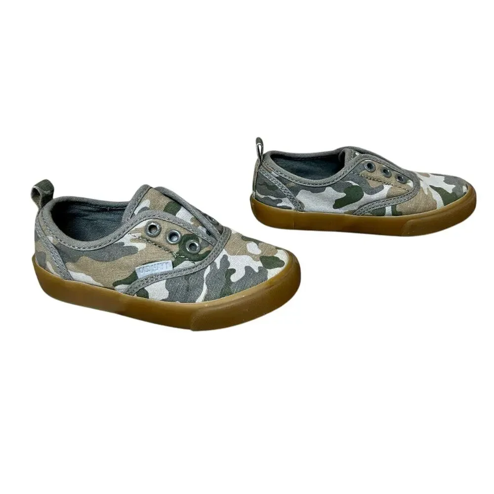 Old Navy Olive Green Camo Slip‎ On Sneaker Toddler sz 7C Kidcore Casual Boys